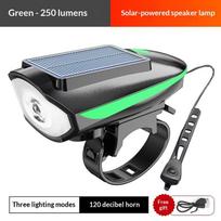 LED Solar Bike Headlamp Long-lasting High Visibility for Night Cycling with Mounting Kit žalia