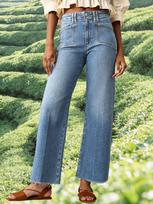Womens High Waist Cropped Jeans Stretch Baggy Straight Leg Raw Hem Denim Pants S šviesiai mėlyna spalva