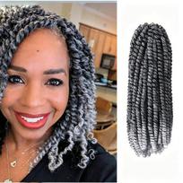 Pavasariniai susukti nėrimo plaukai, elastingi spiraliniai sintetiniai kasytės, afrikietiški garbanoti susukti dreadlocks plaukų priauginimai moterims 8inch white