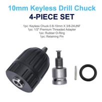 1Set Drill Chuck Adapter 3/8 -24Unf Impact Adaptor 1/2  Square Drive Metal Precise Drill Chuck Converter 4PCS