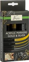 Nassau - Acrylic Paint Markers Gold & Sliver, 5 pcs (AR017005)