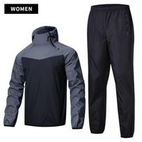 Sauna Suit Unisex Gym Clothing Set Men Full Body Sweating Sportswear Women Boxing Training Running Fitness Weight Loss Tracksuit M gray