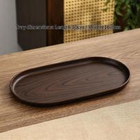 Walnut Wood Grain Oval Tray - Multi-Purpose Serving Plate For Coffee, Cakes, Snacks, Desserts & Kitchen Storage A3