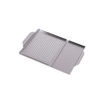 BBQ Grill Pan with Handles Holes Stainless Steel Griddle for Gas Charcoal Grill Outdoor Flat Top Grilling Pan for gray