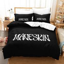 Personality Maneskin Print Bedding Duvet Cover Set 3 Pieces Music Band Bed Set Bedroom Decor Gift For Fans Rock Band Theme New EU Single 135*200cm/53x79in 3pcs black