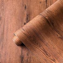 Matte Wood Grain Waterproof Self-Adhesive Wallpaper for Cabinet Door and Wall Renovation 0.45*3m brown