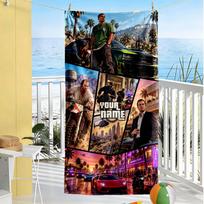 Grand Theft Auto Customize Text Beach Towel Soft Durable Quick-Dry Suitable for Swimming Gym Camping Yoga Vacation 80cmx160cm(31x63inch) black