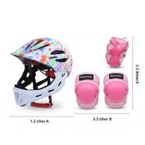 Bike Helmet Kids Cycling Gear Trendy Child Full Face Outdoor Bicycling Biking 6 Pieces Children black