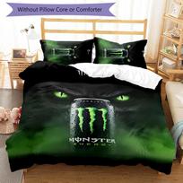 3pcs Monster Energy LOGO pattern bedding set duvet cover set includes duvet cover &pillowcases,perfect all season bedroom decoration&gift 140cmx200cm