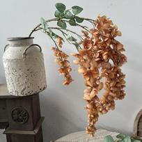 6 Forks Artificial Wisteria Flowers Purple Bushy Vine Artificial Faux Plants Vine Decorative Rattan Fake Flower String brown