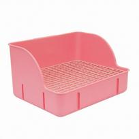 Triušio tualetas su tinklelio dugnu, paaukštintu galu, naminių gyvūnėlių reikmuo, lengvai valomas narvams pink