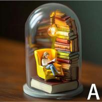 Reader in Test Tube, Reading Resin LED Lamp, Home Decoration Piece Model A brown