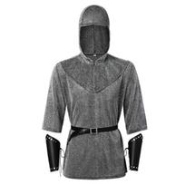 Renaissances Faux Chain Mail Armors Coif Medieval Knightess Cowl Crusader Costume LARP Cosplay Costume Accessory M gray