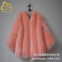 Autumn and winter new coat women's imitation fox hair slim-fit warm coat XXL šviesiai rausvos spalvos