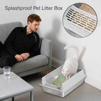 Thickened Pet Litter Box Easy Clean Semi Enclosed Splashproof Cat Toilet with Scoop for Dormitory Indoors Car Living Room CHINA gray
