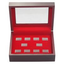 Wood Championship Ring Display Case for Multiple Sports Rings Jewelry Presentation Box Memorabilia Storage Organizer red