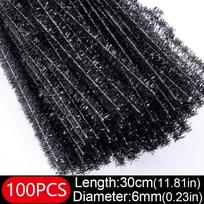 100pcs New 30cm Glitter Chenille Stems Wool Top Christmas Tinsel Stems Torsion Bar DIY Craft Supplies juoda