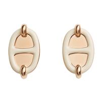 Hermes Mini Maillon Logotipo Detalus Metaliniai Rožinio Aukso Auskarai Moteriški auskarai H100052FOD3 Box+Shopping Bag white