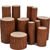Handmade Round Wood Stump Ornament - DIY Photography Prop or Small Fireplace Decoration Diameter 4-5cm, Height 4cm black