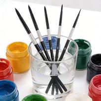 7Pcs Squirrel Hair Brush Set Round Pointed Tips No Shed Gouache Watercolor Brushes For Beginner Artist Painting Kit black