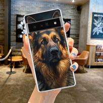 For Google Pixel 10 Pro Clear Phone Case Pixel 9 Pro XL Pixel 8 Pro 9A 8A 7A 7 6A 6 Pro Soft Cover German Shepherd Dog Cartoon For Pixel 10 Pro XL black
