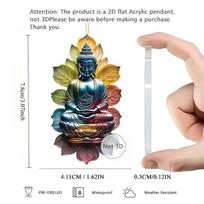 Zen Lotus Buddha Statue Gradient Color Buddha and Lotus Pendant 2D Flat Acrylic Decoration Universal Car/Home Decor 2pcs įvairiaspalvis