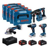 Akumuliatorinių įrankių rinkinys BOSCH GSR+GDX+GBH+GWS