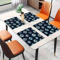 Evil Eye Placemats Set Of 4 Blue Turkish Nazar Amulet Linen Table Mats Boho Home Decor Kitchen Tableware Protection Symbol Gift 4PCS gray