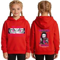 Demon Slayer Nezuko Anime Print Hoodie for Girls Casual Pullover Sweatshirt Soft Breathable Loose Fit Spring Fall Youth Top 100 brown