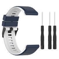 Silicone Wristband 22mm for Garmin Fenix 8 47MM/Garmin Fenix E 47MM , with quick release mėlyna/balta