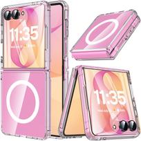 For Samsung Z Flip 8 For Magsafe Magnetic Clear Acrylic Phone Case For Samsung Galaxy Z Flip 8 Flip8 Zflip8 PC Shockproof Cover Galaxy Z Flip6 pink