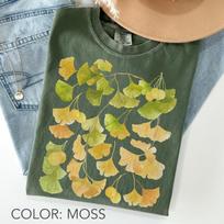 Ginkgo Biloba Shirt Comfort Colors, Vintage Ginkgo Leaves Tee, Botanical Shirt, Autumn Nature Graphic Tee, Cottagecore Tee, Plant Lover Gift M yellow