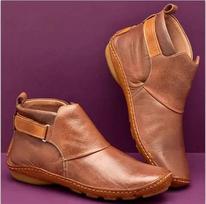 Women Boots  Autumn Ankle Boots Casual Women's Leather Boot  Flat Booties Women Plus Size 6 Boots Botas De Mujer 36