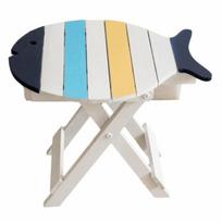 Distressed Solid Wood Folding Side Table Colorful Wooden Painted Wood Fish-Shaped Table Small Nautical Accent Coffee Table
