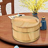 Rice Barrel Wood With Steamed Lid Food Container Household Sushi Kitchen Gadgets Matches the image,18cmx18cmx12cm