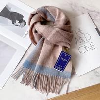 Japanese fresh and high-end light pink blue scarf 111 Australian pure women's autumn and winter Korean cashmere scarf gray