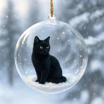 Clear Acrylic Christmas Ornament Cute Sleeping Cat Pattern Shiny Details Perfect For Christmas Tree Decor Cat Lovers Gifts One Size white
