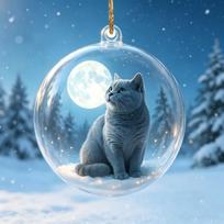 Clear Acrylic Christmas Ornament Cute Sleeping Cat Pattern Shiny Details Perfect For Christmas Tree Decor Cat Lovers Gifts One Size