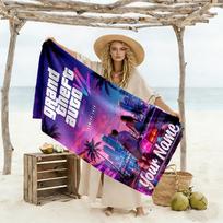 Grand Theft Auto Customized Name Beach Towel Quick-Dry Soft Microfiber Suitable for Swimming Gym Camping Yoga Vacation 70cmx140cm(27x55inch) black