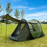Greitai išskleidžiama 3-4 asmenų automatinė palapinė stovyklavimui, atspari lietui ir nešiojama. Tent + Moisture-Proof Mat