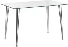 Beliani Valgomojo stalas WINSTON, sidabrinis, 120 × 70 cm, grūdintas stiklas