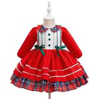 Mergaitės Kalėdinio Elfo Raudona Lolita Suknelė su Kaspinėliu - Mažylės Šventinė Princesės Suknelė 70cm/6-9M red