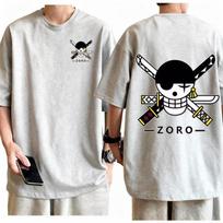 One Piece Roronoa Zoro Dual Swords T-shirt Men Women Cotton Anime Graphic Tee Crew Neck Short Sleeve Streetwear Daily Casual Top M juoda