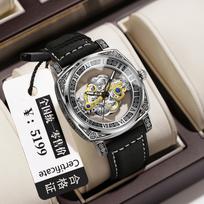 Binbang Authentic Men's Fully Automatic Skeleton Trend Waterproof Watch Yellow strap-White steel gray