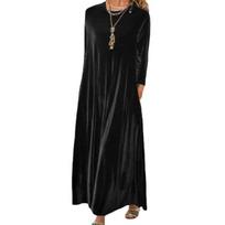 Moteriška aksominė suknelė: Elegantiškas, Sutirštintas, Ilgas Korėjietiško stiliaus Rudeniui/Žiemai 5XL juoda