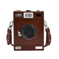 Women Vintage PU Camera Shaped Clutch Box Shoulder Bag Elegant Evening Crossbody Handbag Top Handle Purse ruda