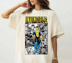 2026 Invincible Comic Anime Men's Mark Grayson T Shirts Omni-Man T Shirt Short Sleeve Round C S black