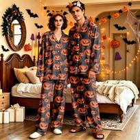 Adult Halloween Pajama Set Long Sleeve Long Pants Relaxed Fit Casual Sleepwear XXXL oranžinė