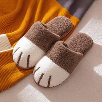 Cat Paw Warm Slippers for Women Winter Plush House Slippers Cute Fashion Fur Slippers Couple Indoor Bedroom Fuzzy Shoes 44-45 ruda