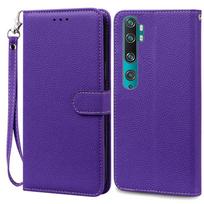 Mi Note 10 dėklas Xiaomi Mi Note 10 dėklui Odinis piniginės tipo atverčiamas dėklas Xiaomi Mi Note 10 Pro viršeliui Fundas CC9 Pro telefono dėklai for Mi Note 10 Pro purple